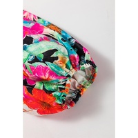 Multicolour Floral Print Bubble Sleeve V Neck Ruffled Blouse - XL thumbnail