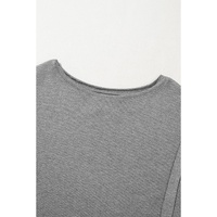 Gray Waffle knit Bishop Sleeve Split Oversized Top - S thumbnail
