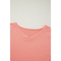 Grapefruit Orange Contrast Color Patchwork Oversized Side Split Top - L thumbnail