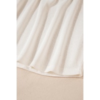 White Solid Color Waffle Half Button Long Sleeve Top - L thumbnail