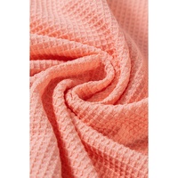 Grapefruit Orange Waffle Knit Wide Bracelet Sleeve Patchwork Raglan Top - L thumbnail