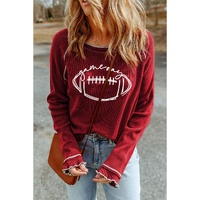 Red Game Day Rugby Football Graphic Thermal Knit Top - XL thumbnail