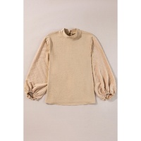 Parchment Swiss Dot Balloon Sleeve Loose Blouse - L thumbnail
