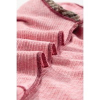 Fushia Mixed Print Raglan Sleeve Ribbed Knit Patchwork Blouse - 2XL thumbnail