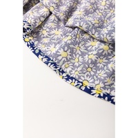 Blue Boho Floral Print Smocked Square Neck Loose Fit Blouse - L thumbnail