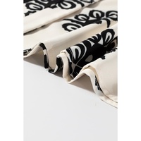 Black Geometric Print Short Sleeve V Neck Blouse - M thumbnail
