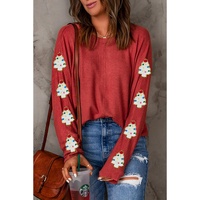 Red Christmas Tree Patch Long Sleeve Casual Top - L thumbnail