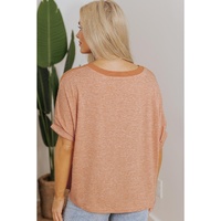 Desert Gold Stud Heart Patch Textured Front Dolman Top - S thumbnail