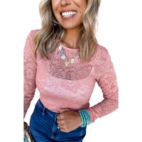 Blossom Floral Lace Sheer Long Sleeve Top - L thumbnail