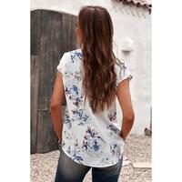 Azura Exchange Scalloped V Neck Short Sleeves Top - S thumbnail