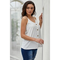 White Spaghetti Strap Buttoned Tank Top - S thumbnail