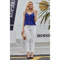 Azura Exchange Blue Spaghetti Strap Buttoned Tank Top - L thumbnail