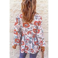 Azura Exchange Split Neck Bubble Sleeve Blouse - 2XL thumbnail