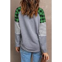 Azura Exchange Plaid Striped Sleeve Top - S thumbnail