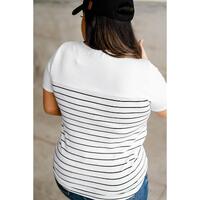 Azura Exchange Striped Buttoned Short Sleeve Top - L thumbnail