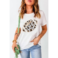 Azura Exchange White Leopard Heart Shape Rugby Print Short Sleeve T Shirt - 2XL thumbnail