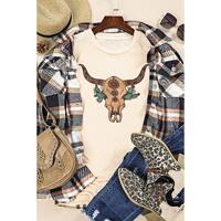 Azura Exchange Western Steer Skull Graphic Print T-Shirt - L thumbnail