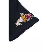 Azura Exchange Embroidered Short Sleeve T-Shirt with Floral Detail - M thumbnail