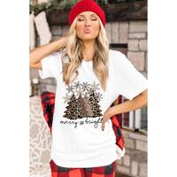 Azura Exchange Leopard Christmas Tree Graphic Print T-Shirt - M thumbnail
