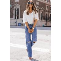 Azura Exchange Drop Shoulder Waffle Knit Top - S thumbnail