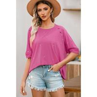 Azura Exchange Bleached Distressed Short Sleeve Top - S thumbnail