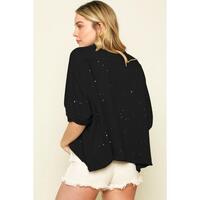 Azura Exchange Bleached Distressed Asymmetric Hem Tee - L thumbnail