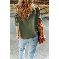 Azura Exchange Bleached Distressed Asymmetric Hem Top - M thumbnail
