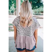 Azura Exchange Leopard Tiered Ruffle Top - M thumbnail