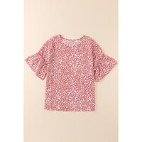 Azura Exchange Leopard Ruffle Sleeve T-Shirt - M thumbnail