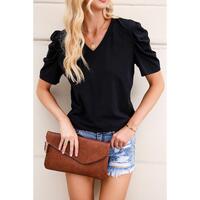 Azura Exchange V-Neck Puff Sleeve T-Shirt - L thumbnail