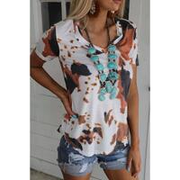 Azura Exchange Pattern Print V Neck T-Shirt - S thumbnail