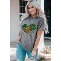 Azura Exchange Leopard Plaid Heart Clover Graphic Print T-Shirt - 2XL thumbnail