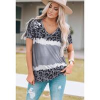 Azura Exchange Leopard Patchwork Short Sleeve Top - XL thumbnail