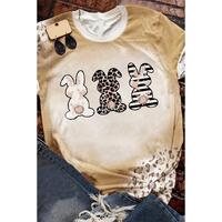 Azura Exchange Easter Bunny Leopard Bleached Print Graphic Tee - S thumbnail