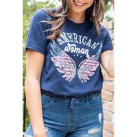 Azura Exchange American Woman Eagle Wing Flag Graphic Tee - XL thumbnail