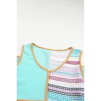 Azura Exchange Stripe Color Block Cold Shoulder Knit Top - S thumbnail