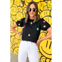 Azura Exchange Embroidered Flower Short Sleeve Tee - XL thumbnail