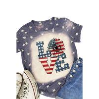 Azura Exchange Allover Bleached LOVE Sunflower Flag Graphic Tee - S thumbnail