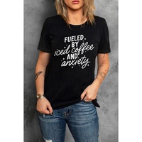 Black FUELED BY iced coffee AND anxiety Graphic Tee - M thumbnail