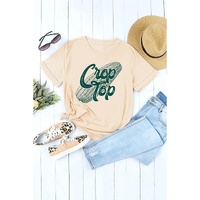 Khaki Corn Crop Top Graphic Tee - M thumbnail