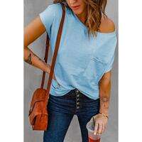 Azura Exchange Pocketed Knit Tee with Side Slits - S thumbnail