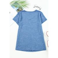 Azura Exchange Graphic Print V Neck T-Shirt with American Flag Cow Head Design - S thumbnail