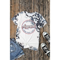 Gray America Slogan Tie Dye Print T Shirt - M thumbnail