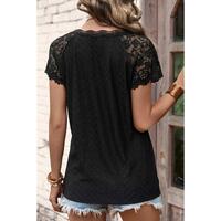 Azura Exchange Short-Sleeve Scalloped V-Neck Top - M thumbnail
