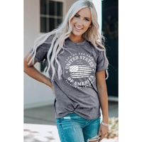 Gray United States Of America Flag Graphic Print T Shirt - S thumbnail