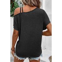Azura Exchange Colorblock Asymmetric Strappy Cold Shoulder Top - S thumbnail