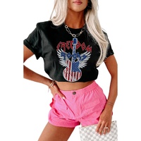 Black American Flag Guitar Print Crew Neck Tee - 2XL thumbnail