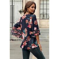 Azura Exchange Flared Sleeve Floral Blouse - XL thumbnail