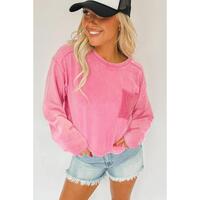 Azura Exchange Lace Patch Pocket Long Sleeve T-shirt - L thumbnail