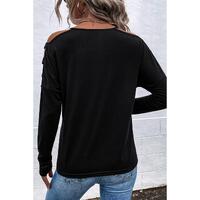 Azura Exchange Cold Shoulder Cut Out Long Sleeve Top - M thumbnail